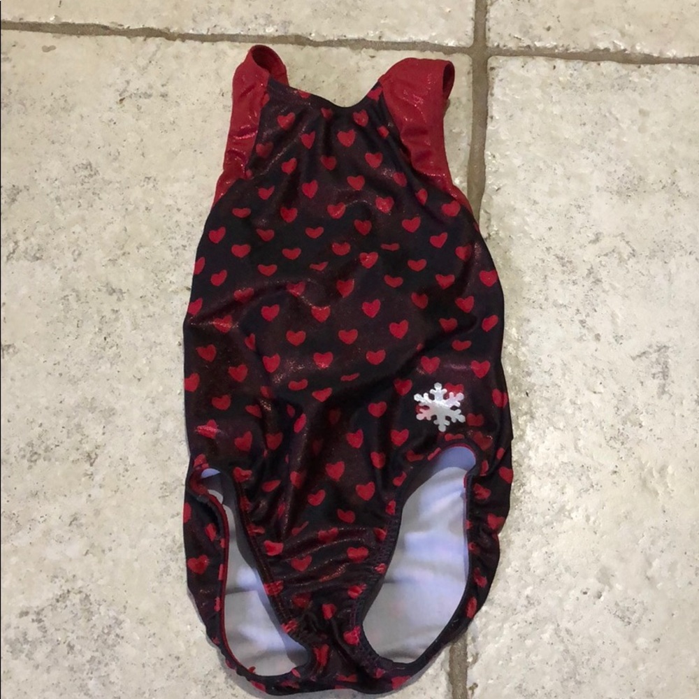 Snowflake designs small girls leotard with hearts